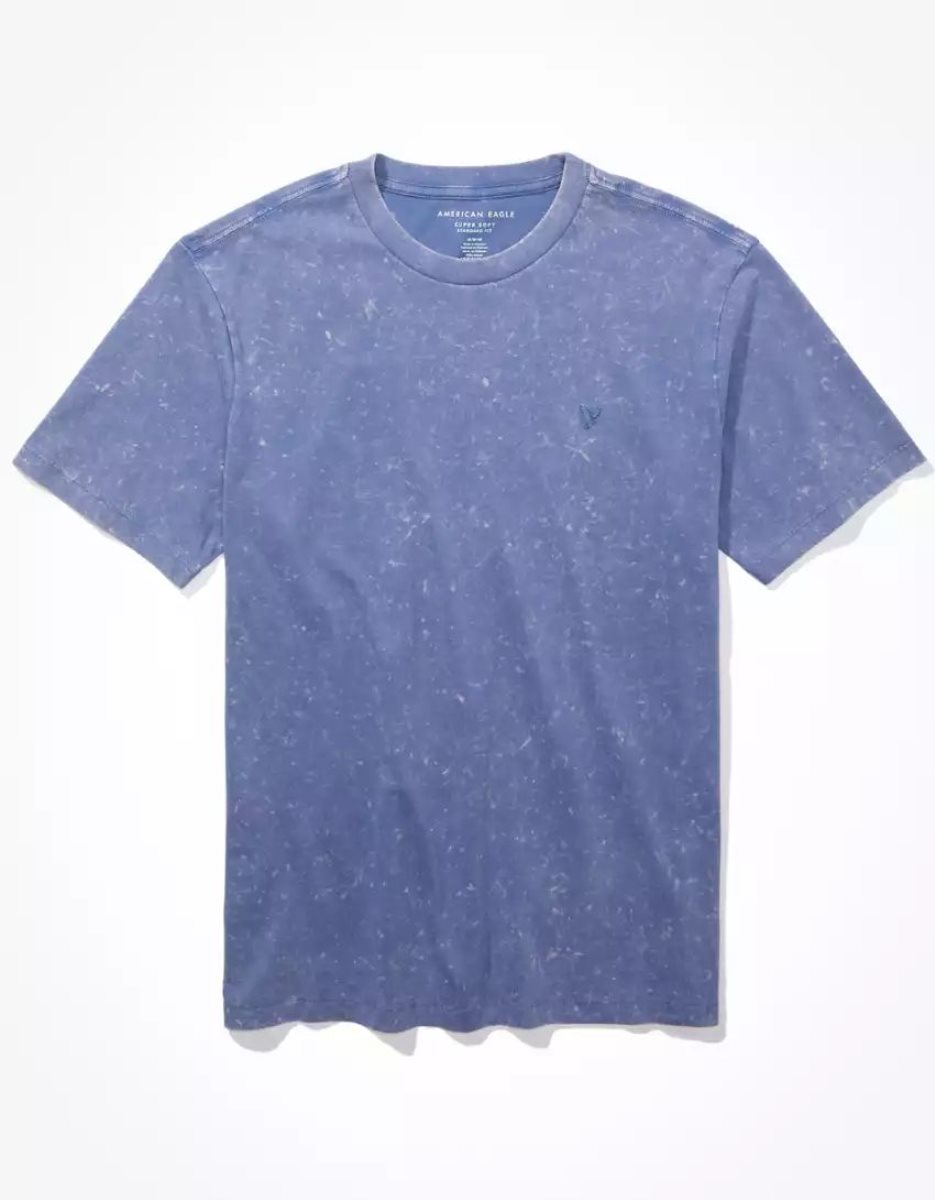 T Shirts American Eagle AE Super Soft Washed Bleu Homme | SMZ-47143587